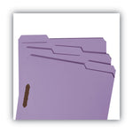 Top Tab Colored Fastener Folders, 0.75" Expansion, 2 Fasteners, Letter Size, Lavender Exterior, 50/Box