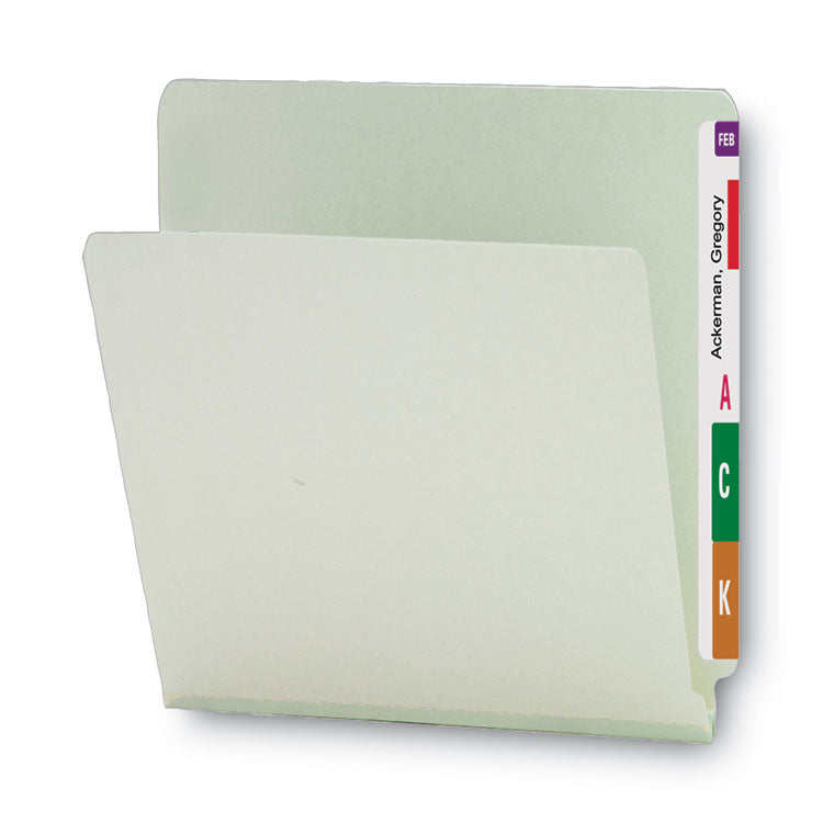 Extra-Heavy Recycled Pressboard End Tab Folders, Straight Tabs, Letter Size, 1" Expansion, Gray-Green, 25/Box