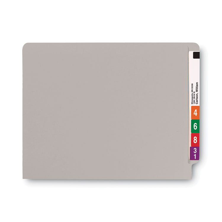 Shelf-Master Reinforced End Tab Colored Folders, Straight Tabs, Letter Size, 0.75" Expansion, Gray, 100/Box