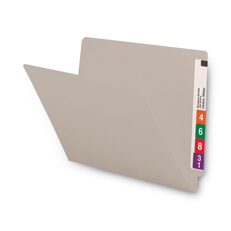 Shelf-Master Reinforced End Tab Colored Folders, Straight Tabs, Letter Size, 0.75" Expansion, Gray, 100/Box