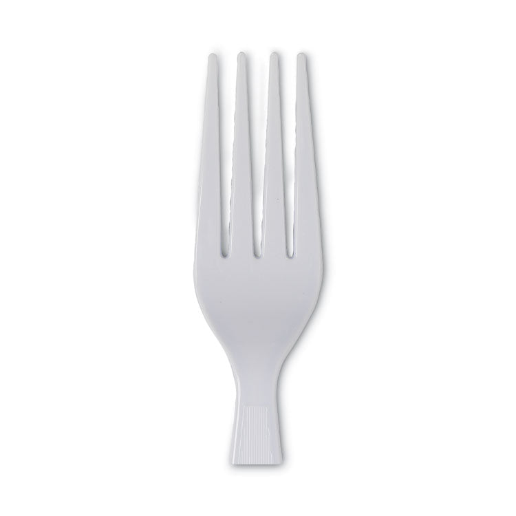 Plastic Cutlery, Heavyweight Fork, White, 100/Box
