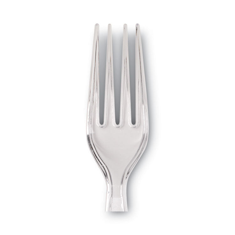 Plastic Cutlery, Heavyweight Fork, Clear, 1,000/Carton