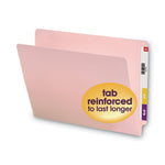 Shelf-Master Reinforced End Tab Colored Folders, Straight Tabs, Letter Size, 0.75" Expansion, Pink, 100/Box