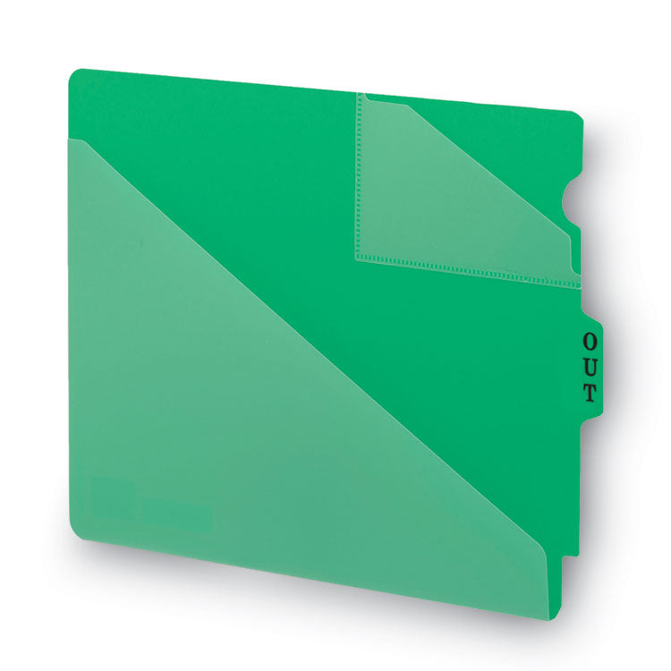 End Tab Poly Out Guides, Two-Pocket Style, 1/3-Cut End Tab, Out, 8.5 X 11, Green, 50/box