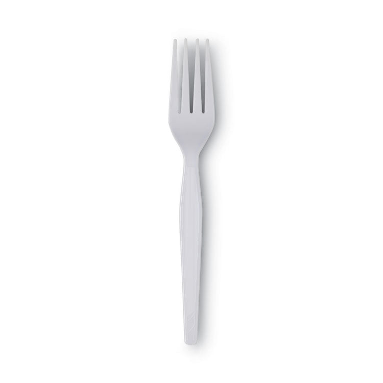 Plastic Cutlery, Heavyweight Fork, White, 100/Box