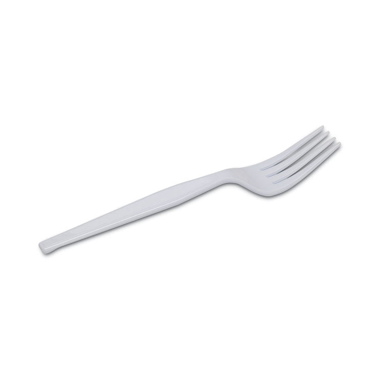 Plastic Cutlery, Heavyweight Fork, White, 100/Box
