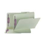 Recycled Pressboard Folders, Two SafeSHIELD Coated Fasteners, 2/5-Cut: Right, 2" Expansion, Legal Size, Gray-Green, 25/Box