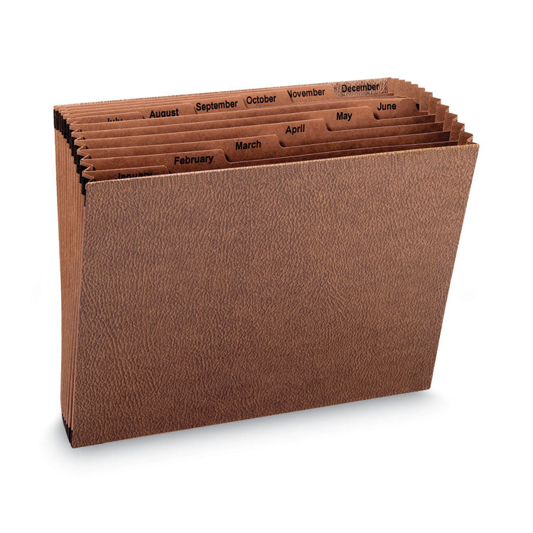 TUFF Expanding Open-Top Stadium File, 12 Sections, 1/12-Cut Tabs, Letter Size, Redrope