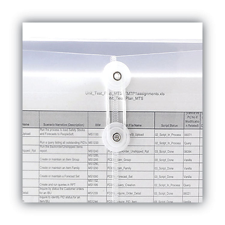Poly String and Button Interoffice Envelopes, Open-Side (Horizontal), 9.75 x 11.63, Clear, 5/Pack