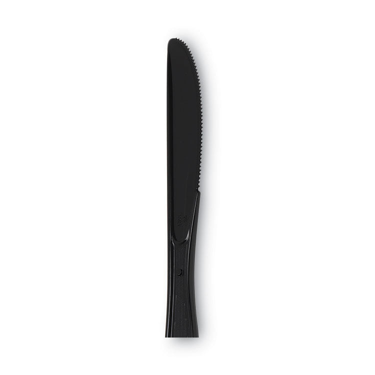 Individually Wrapped Heavyweight Knives, Plastic, Black, 1,000/Carton