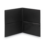Poly Two-Pocket Folder With Snap Closure Security Pocket, 100-Sheet Capacity, 11 X 8.5, Black, 5/pack