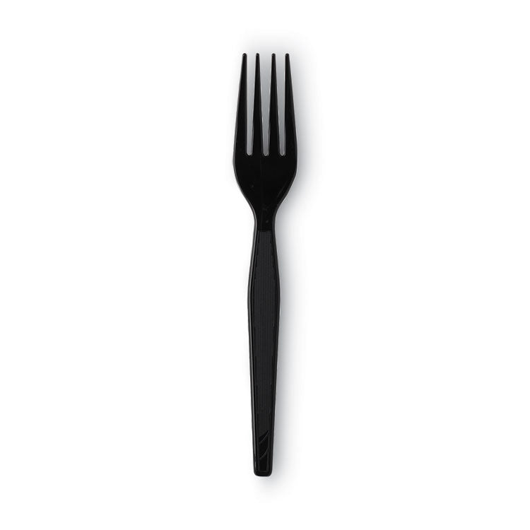 Individually Wrapped Heavyweight Forks, Plastic, Black, 1,000/Carton