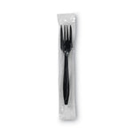 Individually Wrapped Heavyweight Forks, 6.88", Plastic, Black, 1,000/Carton