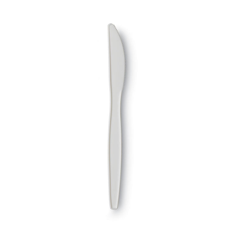 Plastic Cutlery, Mediumweight Knife, White, 1,000/Carton