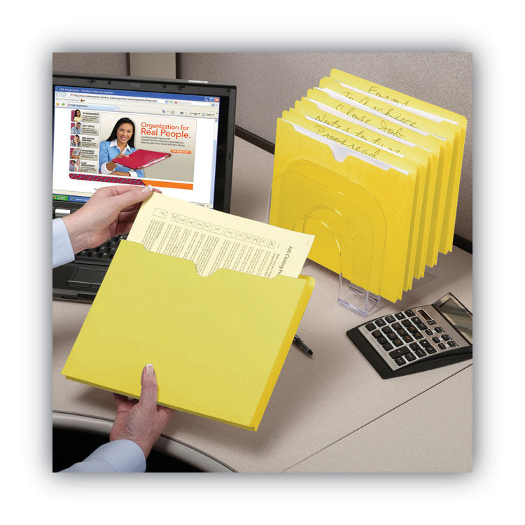 Colored File Jackets With Reinforced Double-Ply Tab, Straight Tab, Letter Size, Yellow, 50/box