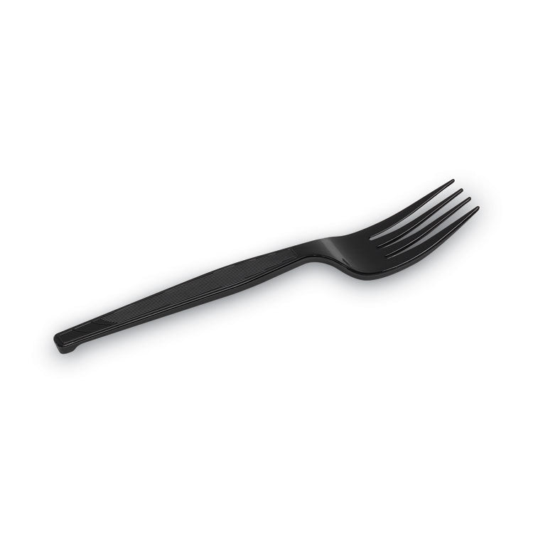 Individually Wrapped Heavyweight Forks, 6.88", Plastic, Black, 1,000/Carton