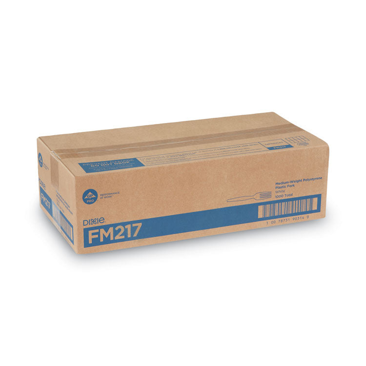 Plastic Cutlery, Heavy Mediumweight Fork, White, 1,000/Carton