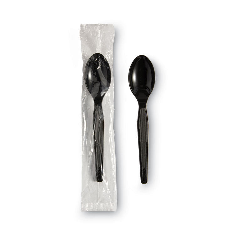 Individually Wrapped Heavyweight Spoon, Plastic, Black, 1,000/Carton