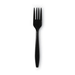 Individually Wrapped Heavyweight Forks, 6.88", Plastic, Black, 1,000/Carton