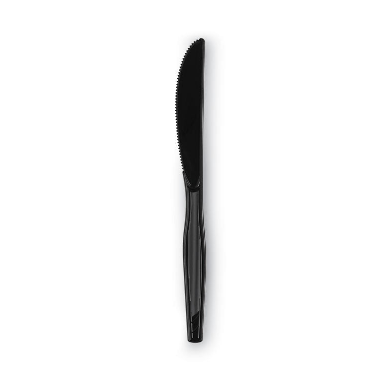 Plastic Cutlery, Heavy Mediumweight Knife, Black, 1,000/Carton