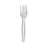 Plastic Cutlery, Mediumweight Fork, Plastic, White, 1,000/Carton