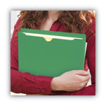 Colored File Jackets With Reinforced Double-Ply Tab, Straight Tab, Letter Size, Green, 50/box