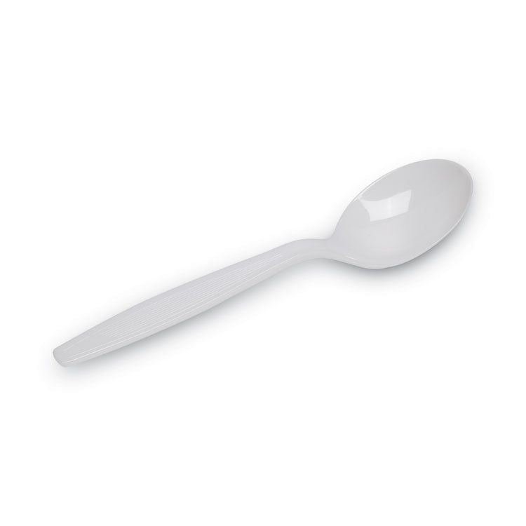 Plastic Cutlery, Heavyweight Soup Spoon, White, 100/Box
