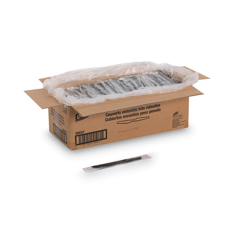 Individually Wrapped Heavyweight Knives, Plastic, Black, 1,000/Carton
