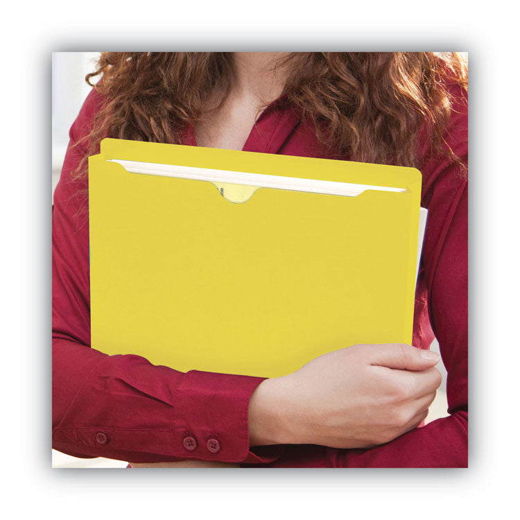 Colored File Jackets With Reinforced Double-Ply Tab, Straight Tab, Letter Size, Yellow, 50/box