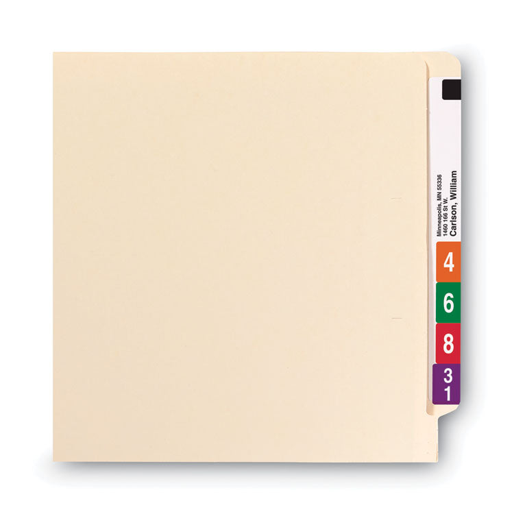 End Tab Fastener Folders with Reinforced Straight Tabs, 11-pt Manila, 2 Fasteners, Legal Size, Manila Exterior, 50/Box