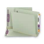 End Tab Pressboard Classification Folders, Two SafeSHIELD Coated Fasteners, 3" Expansion, Letter Size, Gray-Green, 25/Box