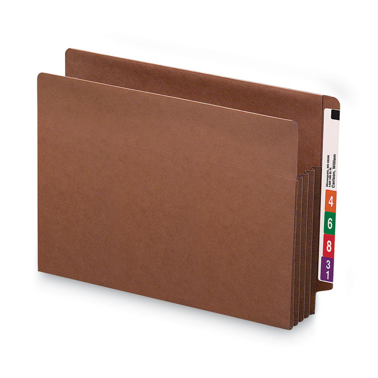 Heavy-Duty Redrope End Tab Tuff Pockets, 3.5" Expansion, Letter Size, Redrope, 10/box