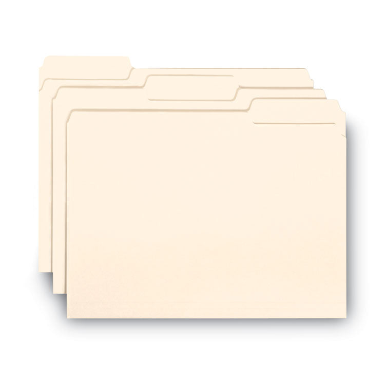 Interior File Folders, 1/3-Cut Tabs: Assorted, Letter Size, 0.75" Expansion, Manila, 100/Box