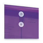 Poly String and Button Interoffice Envelopes, Open-End (Vertical), 9.75 x 11.63, Transparent Purple, 5/Pack