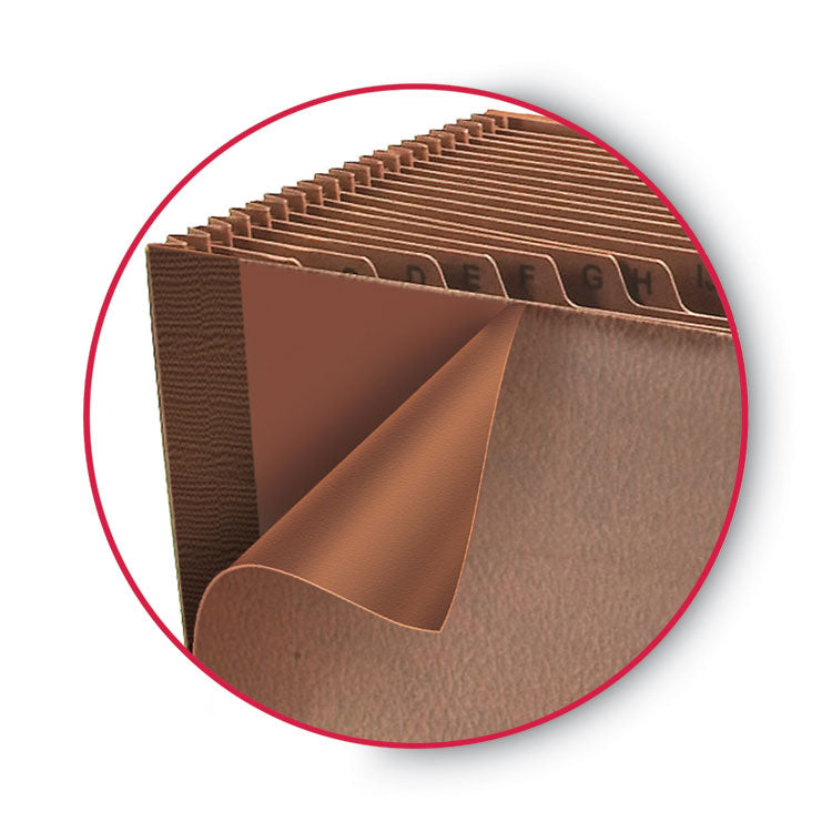 TUFF Expanding Open-Top Stadium File, 21 Sections, 1/21-Cut Tabs, Letter Size, Redrope