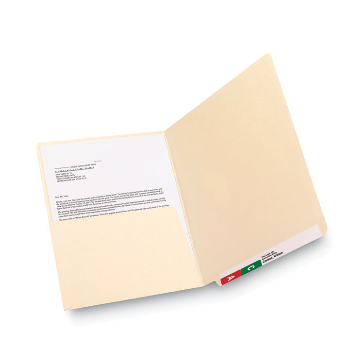 Heavyweight Manila End Tab Pocket Folders, Interior Front Panel Pocket, Straight Tabs, Letter Size, 11-pt Manila, 50/Box