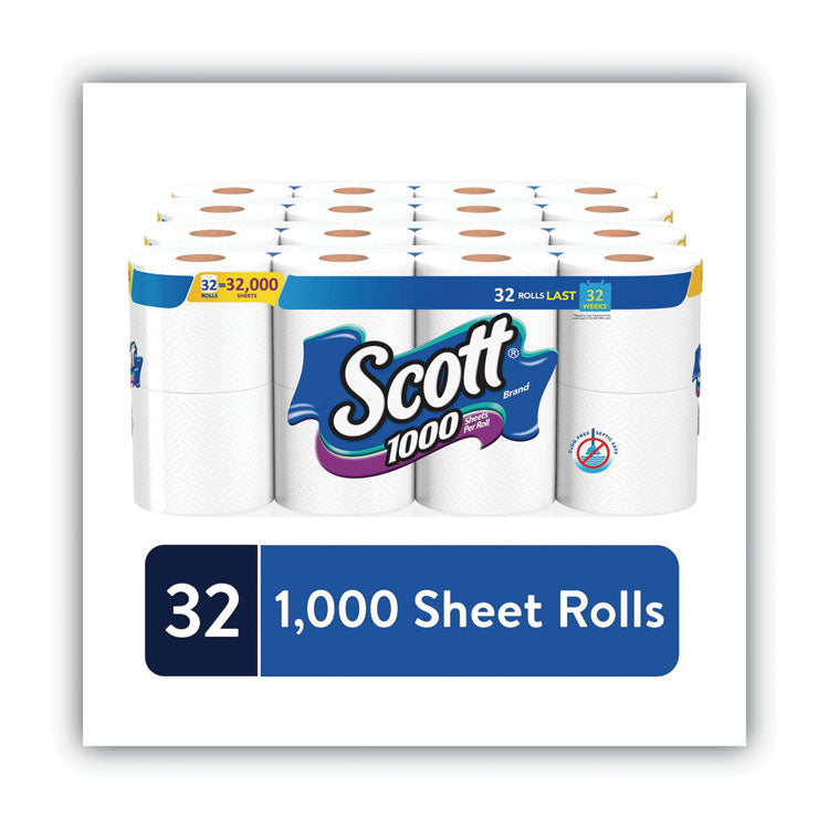 1000 Bathroom Tissue, Septic Safe, 1-Ply, White, 1,000 Sheet/roll, 32 Rolls/carton