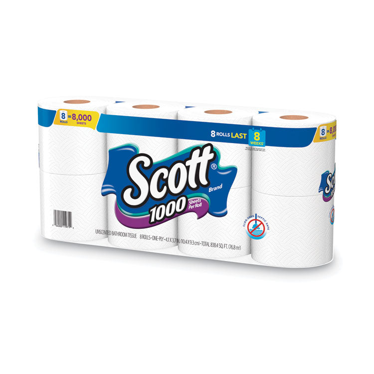 1000 Bathroom Tissue, Septic Safe, 1-Ply, White, 1,000 Sheet/roll, 32 Rolls/carton