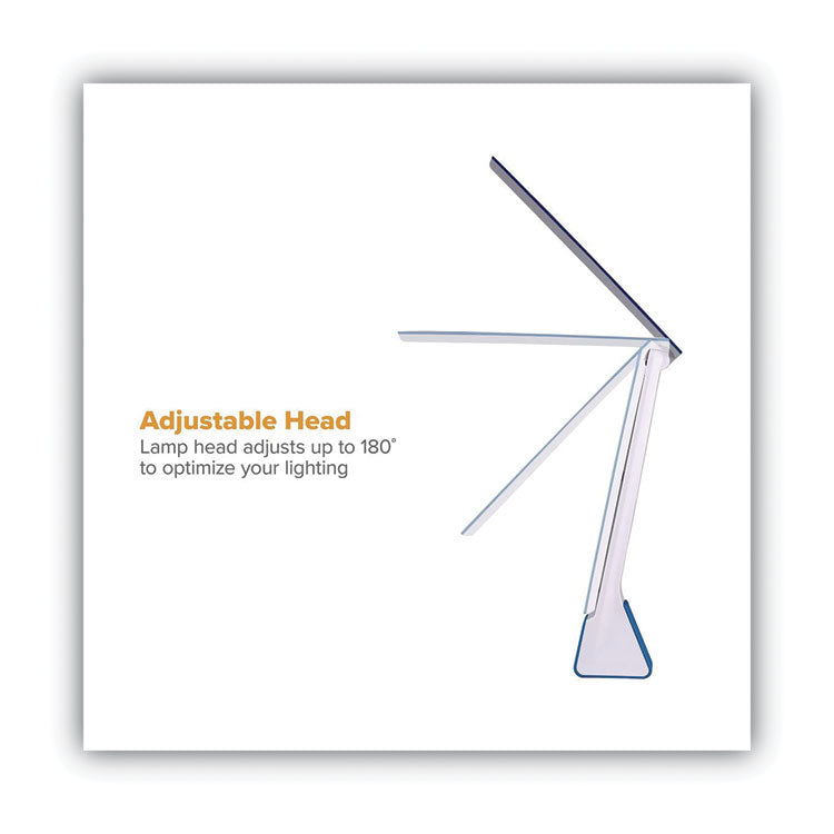 Konnect Rechargeable Folding LED Desk Lamp, 2.52w x 2.13d x 11.02h, Gray/Blue