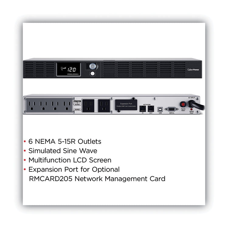 CyberPower Smart App LCD, 6 Outlets, 500 VA, 1,150 J