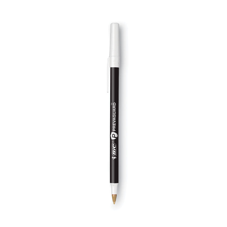 PrevaGuard Round Stic Ballpoint Pen, Stick, Medium 1 mm, Black Ink, Black Barrel, Dozen