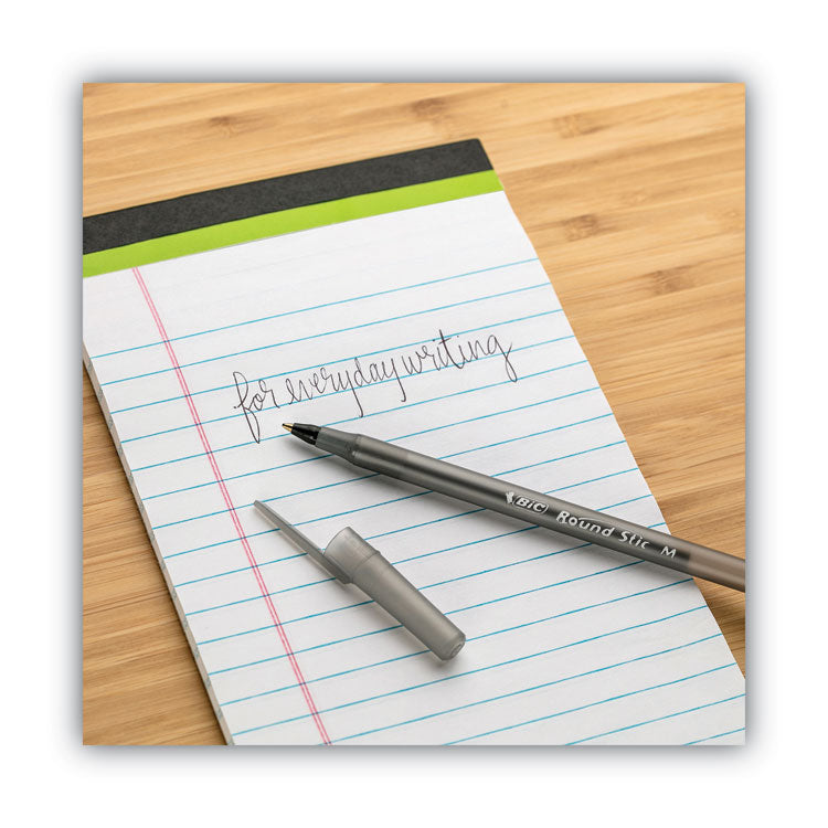 Round Stic Xtra Life Ballpoint Pen Value Pack, Stick, Medium 1 mm, Black Ink, Translucent Frost Barrel, 60/Box