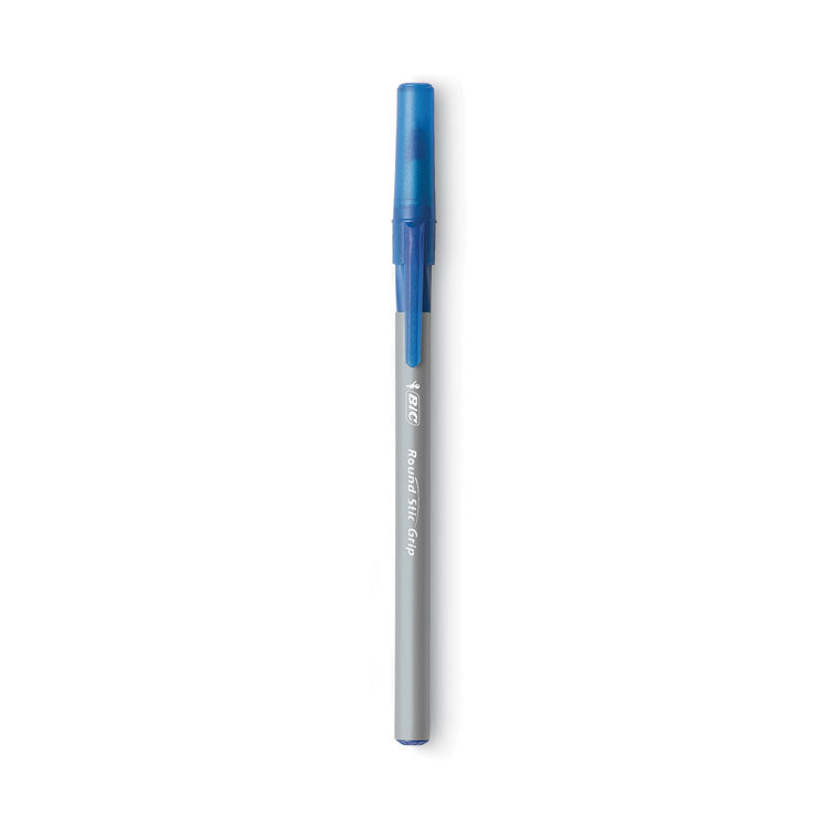 Round Stic Grip Xtra Comfort Ballpoint Pen Value Pack, Easy-Glide, Stick, Medium 1.2 Mm, Blue Ink, Gray/blue Barrel, 36/pack