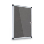 Slim-Line Enclosed Fabric Bulletin Board with One Door, 28" x 38", Gray Surface, Satin Aluminum Frame