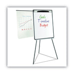 Magnetic Gold Ultra Dry Erase Tripod Presentation Easel with Arms, 28" x 38.5", White Surface, Black/Silver Aluminum Frame
