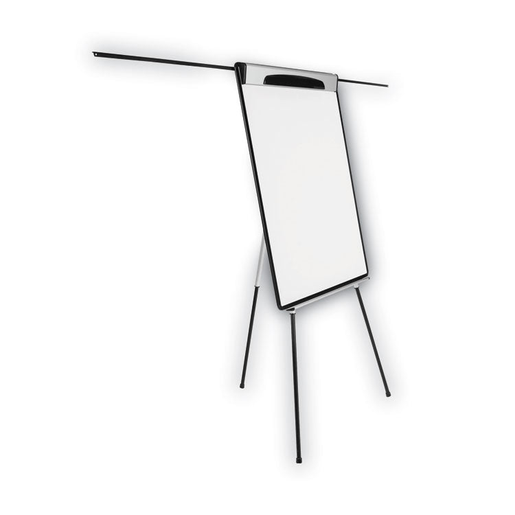Magnetic Gold Ultra Dry Erase Tripod Presentation Easel with Arms, 28" x 38.5", White Surface, Black/Silver Aluminum Frame