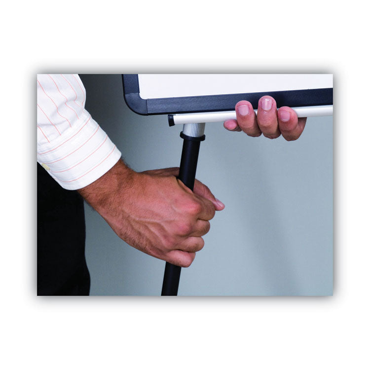 Magnetic Gold Ultra Dry Erase Tripod Presentation Easel with Arms, 28" x 38.5", White Surface, Black/Silver Aluminum Frame