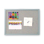 Designer Fabric Bulletin Board, 24" x 18", Gray Surface, Gray Fiberboard (MDF) Frame