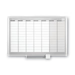 Magnetic Dry Erase Calendar Board, Weekly Planning/Scheduling, 36" x 24", White Surface, Satin Aluminum Frame