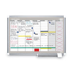 Magnetic Dry Erase Calendar Board, Weekly Planning/Scheduling, 36" x 24", White Surface, Satin Aluminum Frame